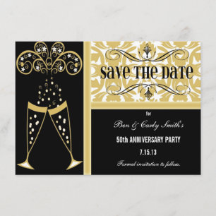 Champagne y Damask Save the Date Invitación
