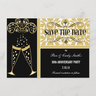 Champagne y Damask Save the Date Invitación