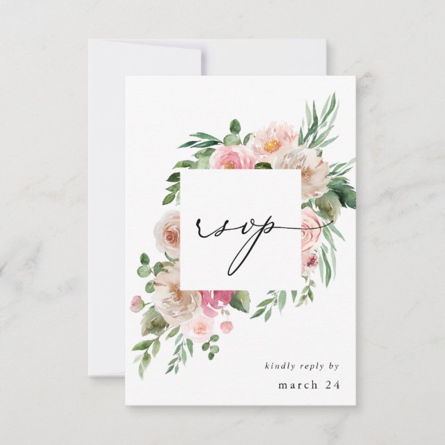 Champagne y Pink Floral w Meal RSVP 2 (Anverso)