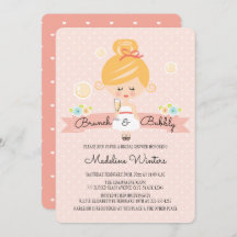 Champán Brunch Bridal Ducha Invitación Blonde