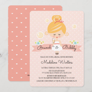 Champán Brunch Bridal Ducha Invitación Blonde