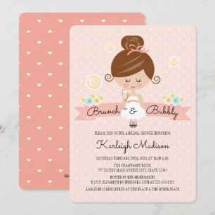Champán Brunch Bridal Ducha Invitación Brunette