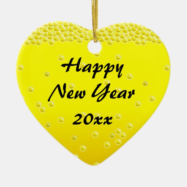 Champán burbujea ornamento de la Feliz Año Nuevo (Frente)