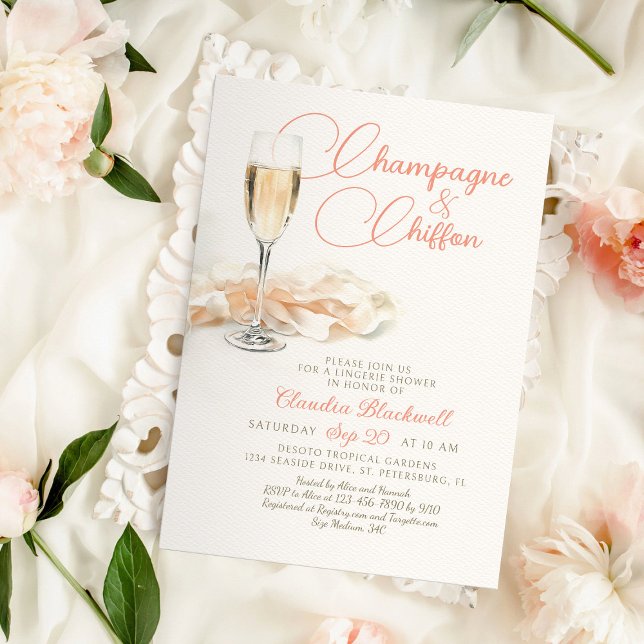 Champán Chiffon Lingerie Invitación a la ducha (Subido por el creador)