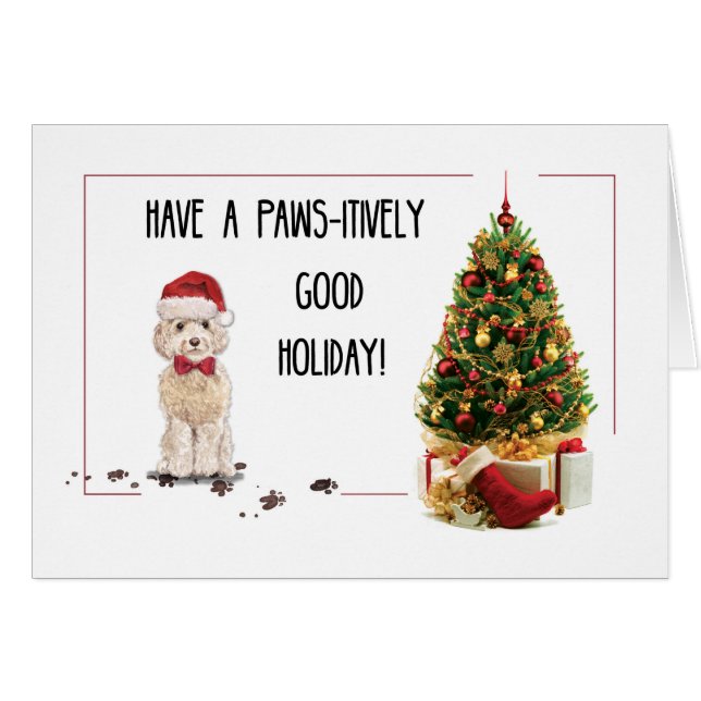 Champán Cockapoo Navidades graciosos perro con árb (Anverso (Horizontal))