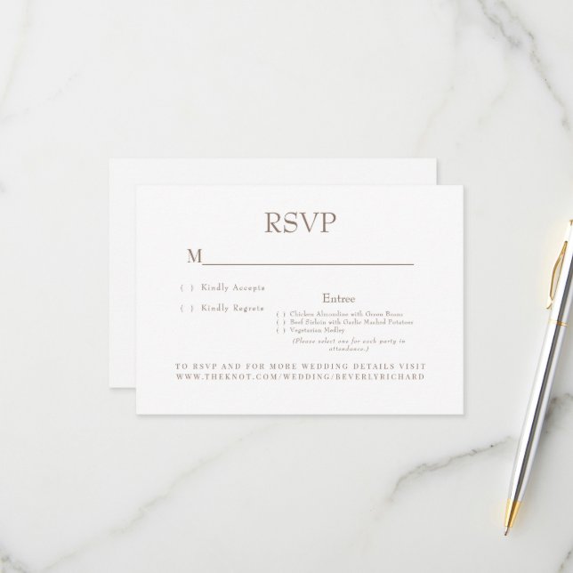 Champán Elecciones de cena Boda Tarjeta RSVP (Anverso/Reverso In Situ)