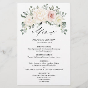 Champán Ivory Rubor Floral Greenery Boda Menú