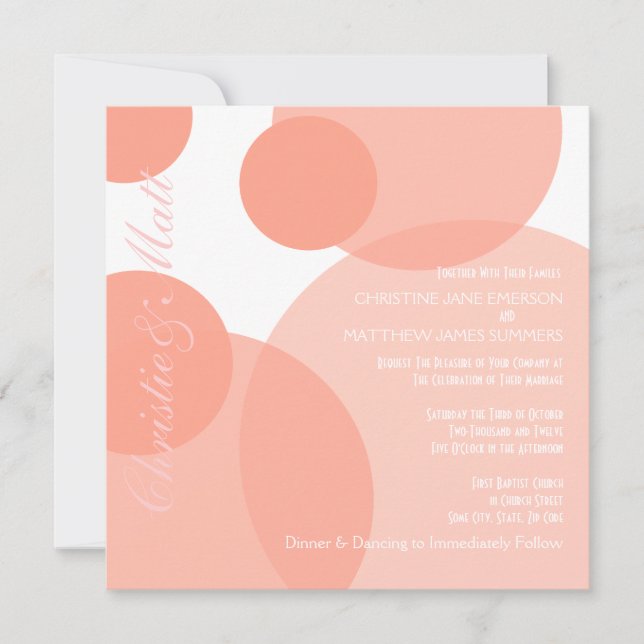 Champán rosa burbuja invitaciones de boda modernas (Anverso)