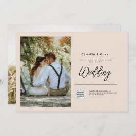 Champán Rubor FOTO Invitación a la boda QR Código