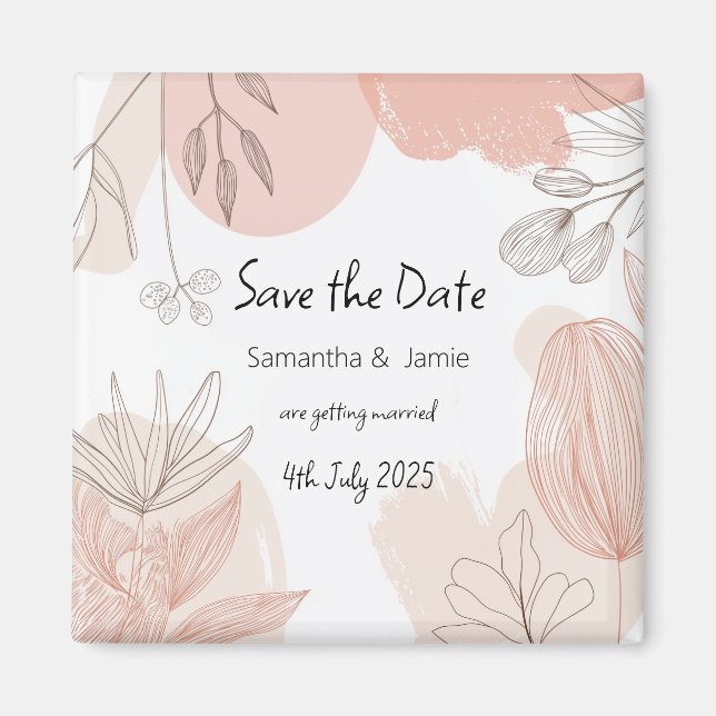 Champán Rubor Pink - Imán floral de mano dibujado (Frente)