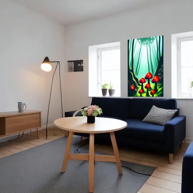 champiñones rojos en el bosque | Poster de arte de (Subido por el creador)