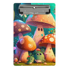 champiñones y flores trozos portapapeles verde