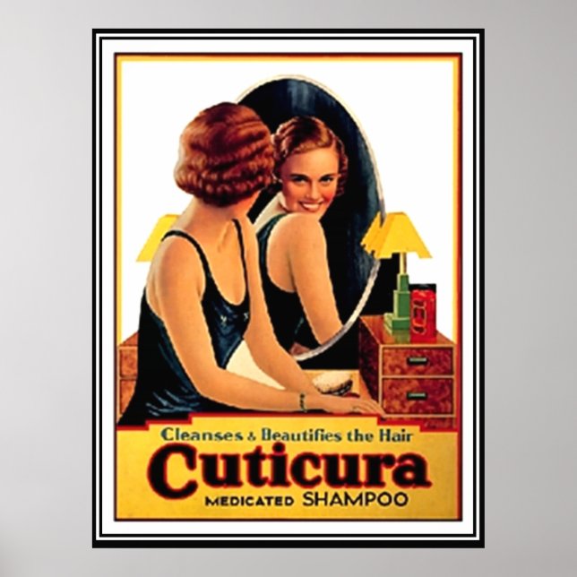 Champú para Cabello Hermoso Póster Antiguo (Frente)