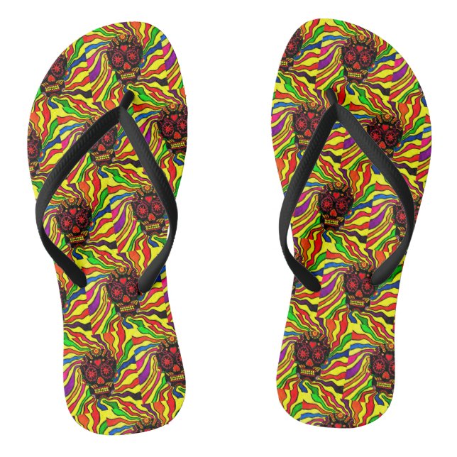 Chanclas 105 - Flip Flops de cráneo neón (Plantilla)