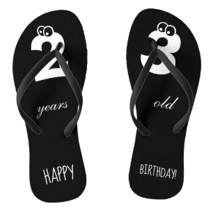 Chanclas 23 años HAPPY BIRTHDAY Print Cute Black