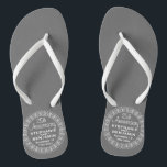 Chanclas 25.º aniversario Boda personalizado<br><div class="desc">Plata gris tradicional y borde blanco - regalo perfecto para padres o abuelos. Un aguijón que puedes personalizar.</div>