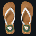 Chanclas 3.ª imagen de cuero de aniversario Boda<br><div class="desc">¡¿Buscando los coqueteos correctos en el 3er aniversario honrando su aniversario?! He diseñado estos con "audaz" en mente y las tradicionales imágenes de jade y cuero junto con tu texto medallón y mis lujosos corazones hacen un diseño regal y adecuado para tu día especial!</div>
