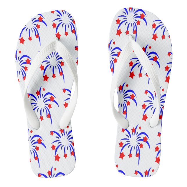 Chanclas 4 de julio Flip Flops de fuegos artificiales (Plantilla)