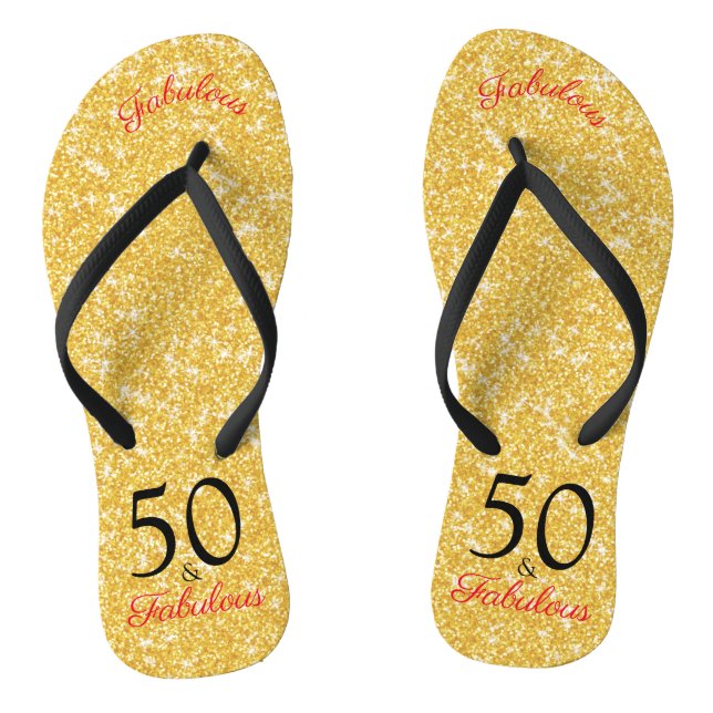Chanclas 50 Y Fabuloso Purpurina De Oro Elegante (Plantilla)