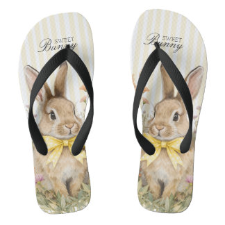Chanclas A cute little Floral Bunny Yellow Bow Baby Shower