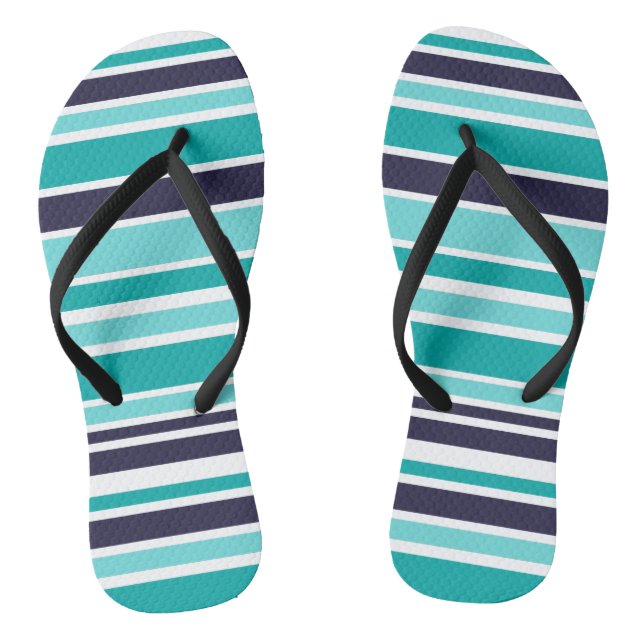 Chanclas A rayas turquesas y azules oscuras (Plantilla)