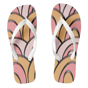 Chanclas Abanicos Naranjas Rosados Patrón Arcoíris