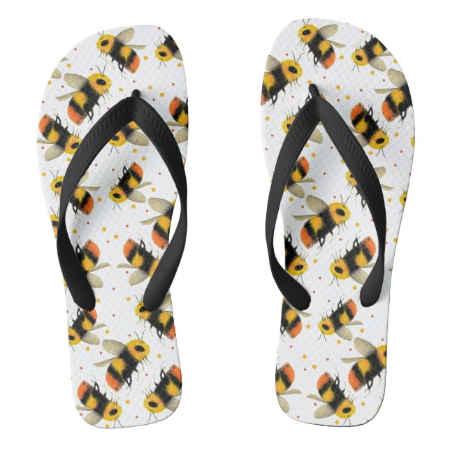 Chanclas Abejas acuarelas y puntos de polka rompen el ritmo (Plantilla)