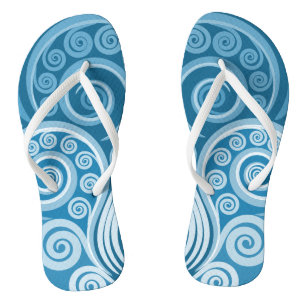 Chanclas Abstract Blue Unfurn Fern Frond Leaves