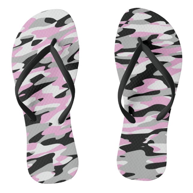 Chanclas abstracto de camo negro y gris rosa (Plantilla)