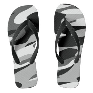 Chanclas abstracto de camuflaje negro y gris