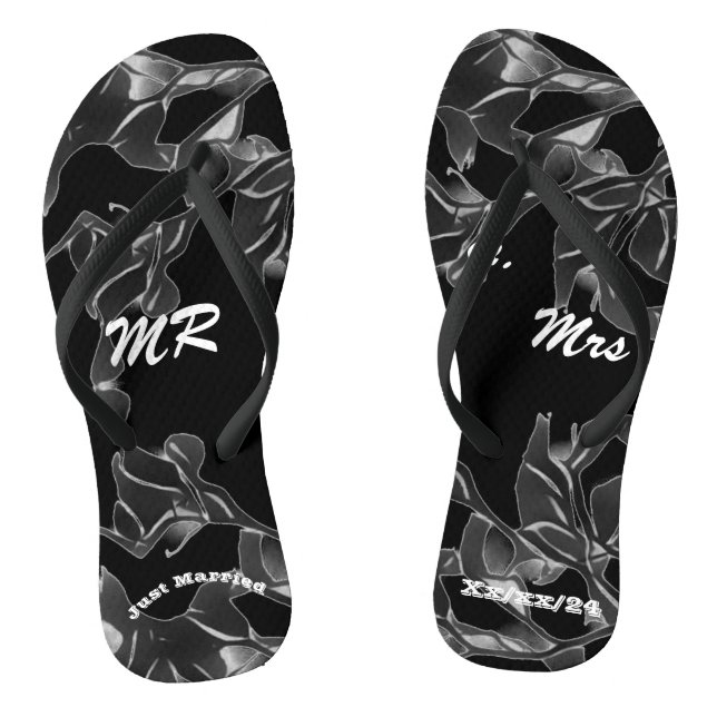 Chanclas Acaba de casarse Negro Var (Plantilla)