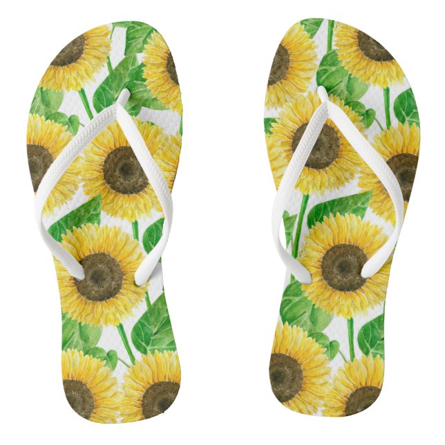 Chanclas acuarela de girasoles (Plantilla)