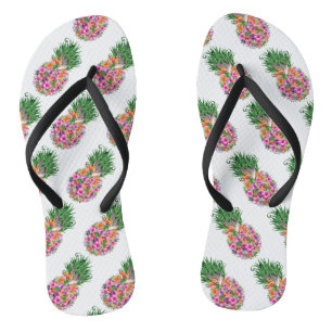 Chanclas Acuarela de piña tropical floral