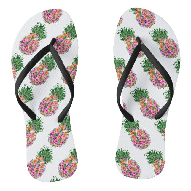 Chanclas Acuarela de piña tropical floral (Plantilla)
