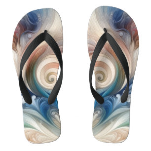 Chanclas Acuarela Fantasía Pastel Floral Azul & Crema