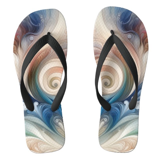 Chanclas Acuarela Fantasía Pastel Floral Azul & Crema (Plantilla)