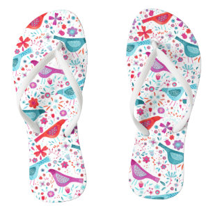 Chanclas Acuarela floral de pájaro
