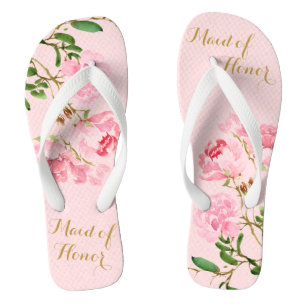 Chanclas Acuarela Floral Rosa para la Dama de Honor de Boda