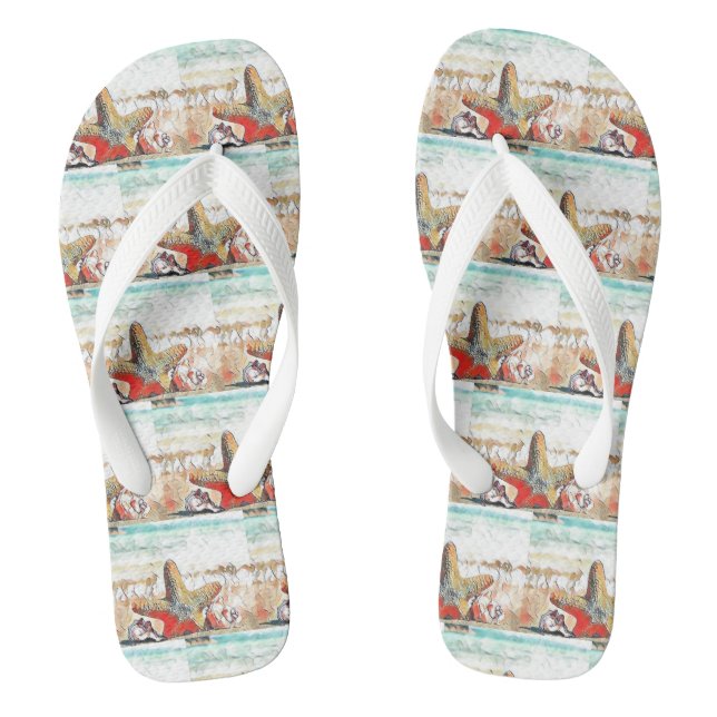 Chanclas Acuarela moderna de castillos Naranjas en la playa (Plantilla)