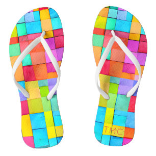 Chanclas Acuarela moderna Resumen de las INICIALES de arte 