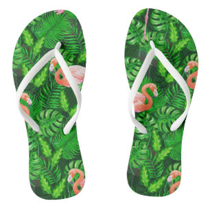 Chanclas acuarela tropical flamenca
