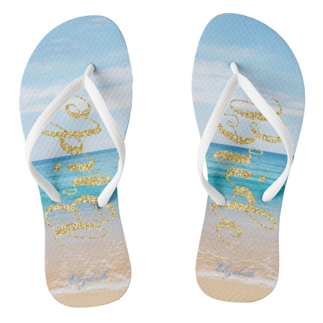 Chanclas Adorable Beach Gold Purpurina Bride - Personalizad (Plantilla)