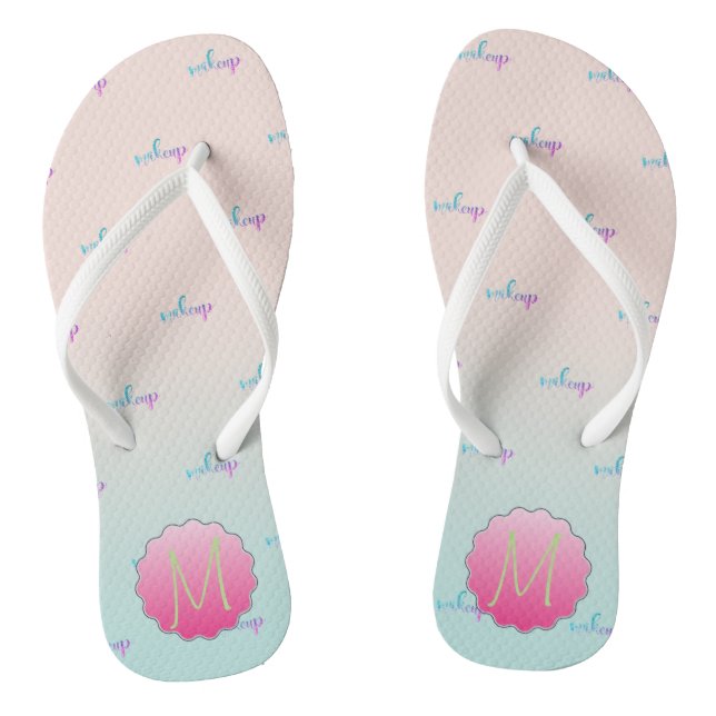 Chanclas Adorable Cool Glitter Maquillaje ,Monograma (Plantilla)