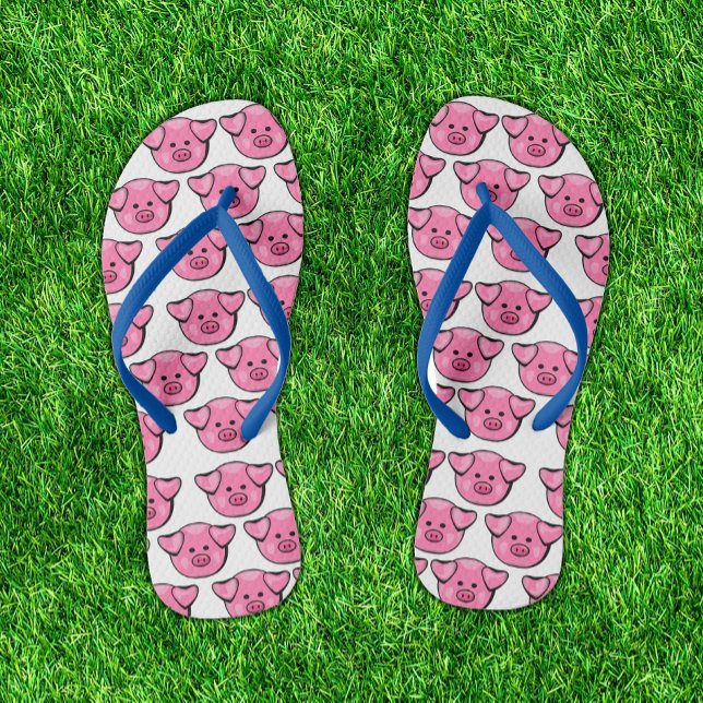 Chanclas Adorable Desfile De Cerdo Rosa Cuadros Flip Flops (Subido por el creador)