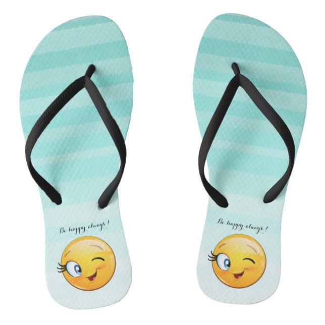 Chanclas Adorable Emoji Winking Face-Be feliz siempre (Plantilla)