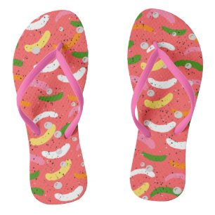 Chanclas Adorable patrón abstracto lindo rosa blanco verde