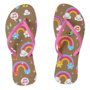 Chanclas adorable patrón de arco iris