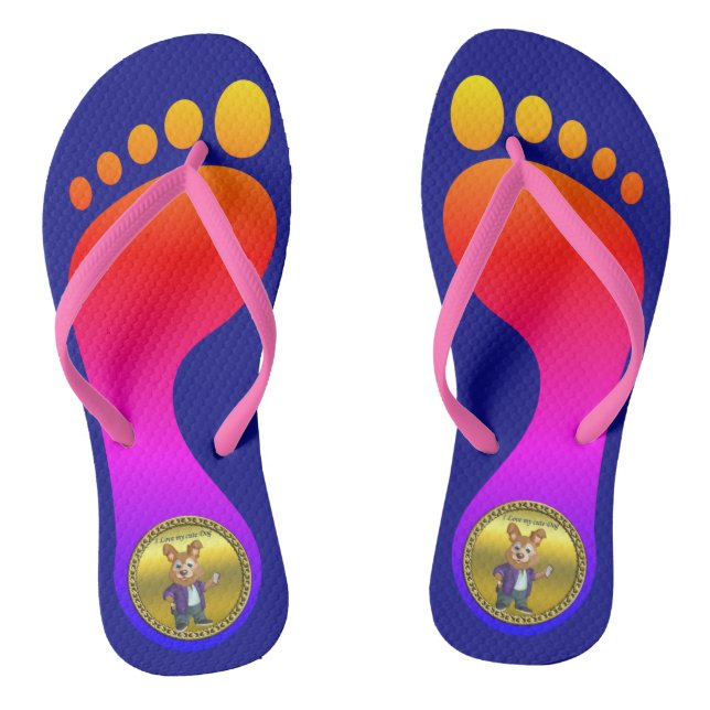 Chanclas Adorable y juguetón estudiante de perro de caricat (Plantilla)