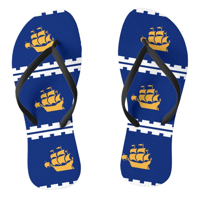 Chanclas Adult Slim Straps with Flag of Quebec City (Plantilla)