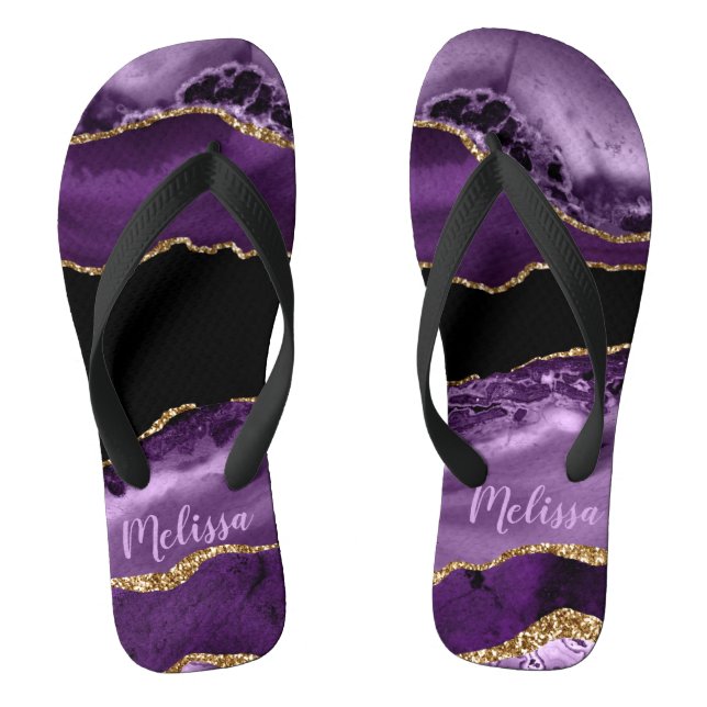 Chanclas Agate morado y Purpurina de oro (Plantilla)